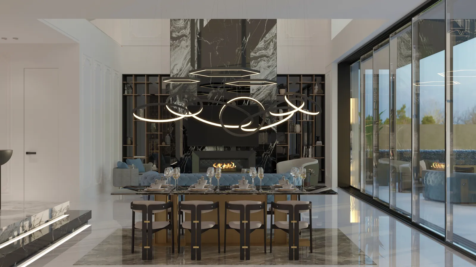 Elysium dining rendering in Euro Chic