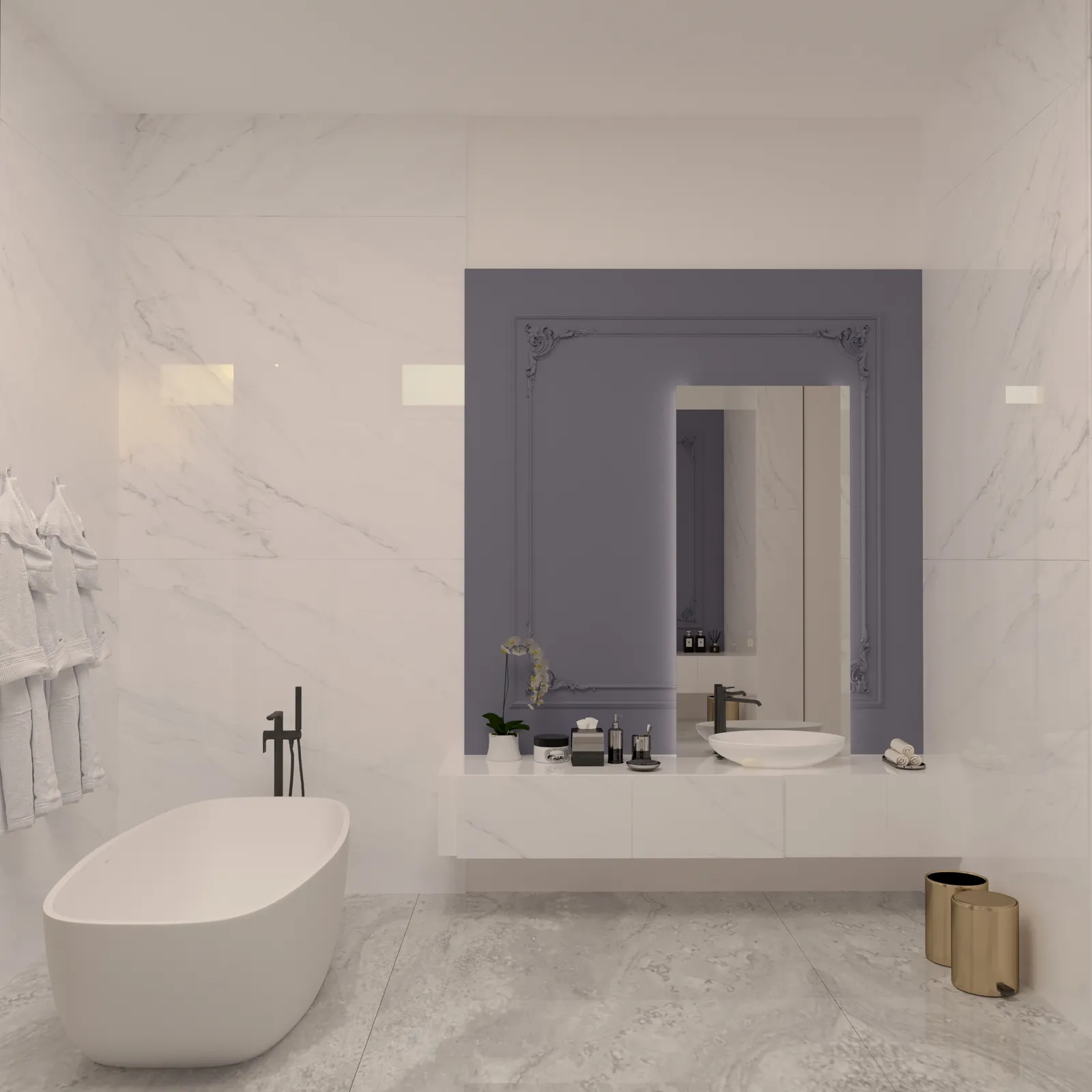 Elysium primary bath rendering in Euro Chic