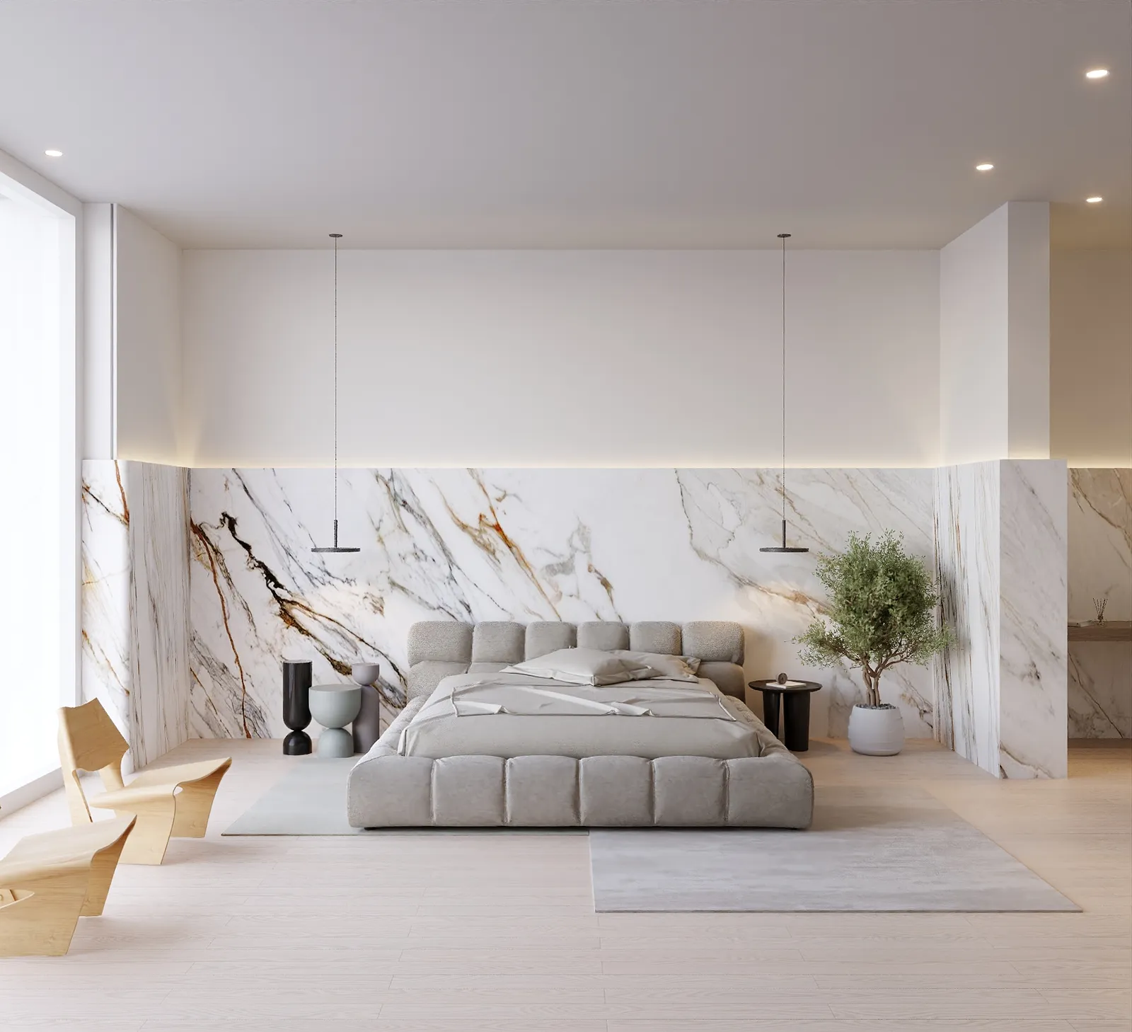 Joelene primary bedroom rendering in Natural Boho