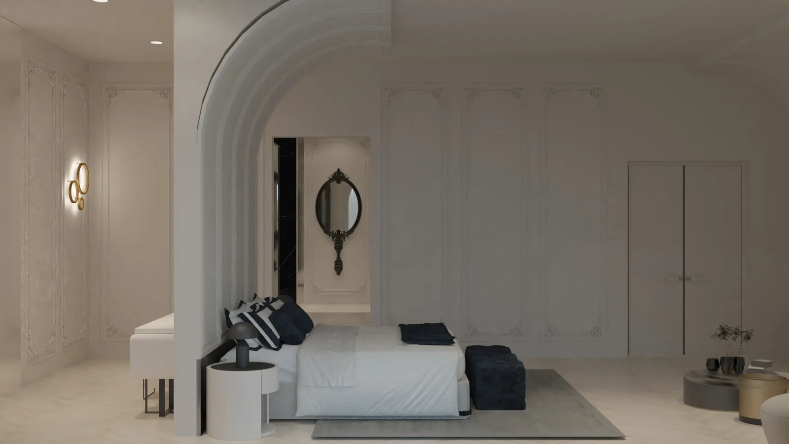 Orenda primary bedroom rendering in Euro Chic