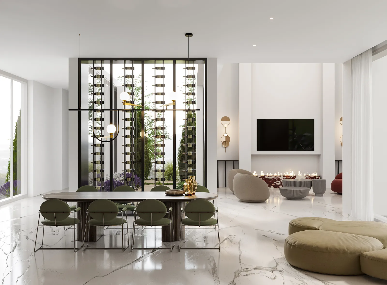 Orenda dining rendering in Natural Boho