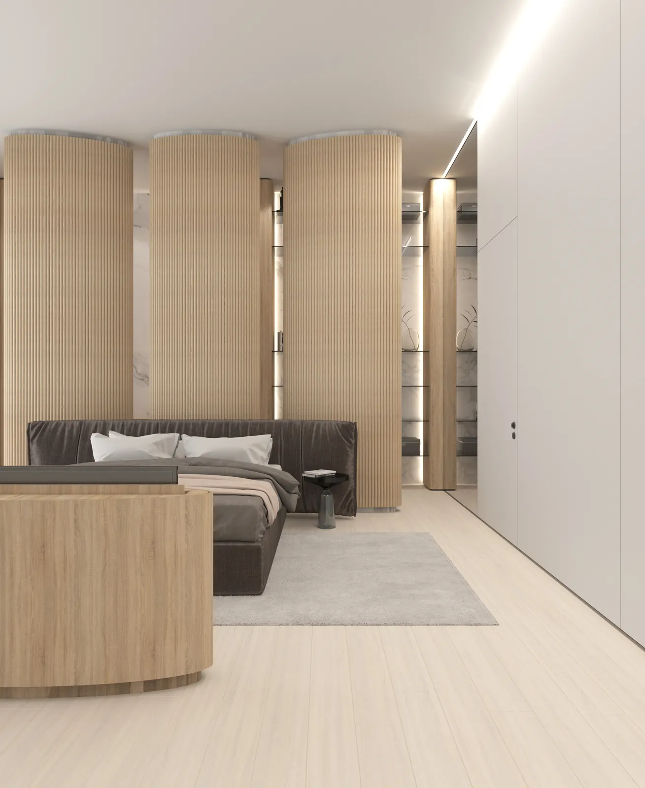 Orenda primary bedroom rendering in Natural Boho