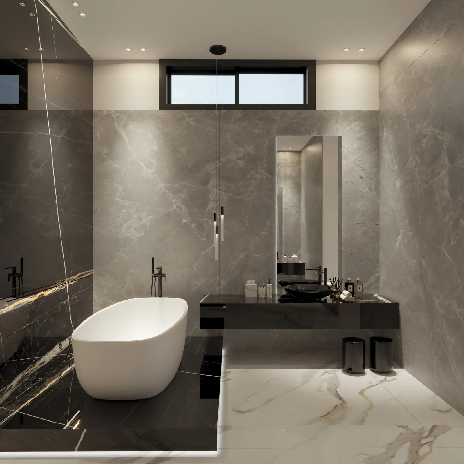 Paragon primary bath rendering in Euro Chic