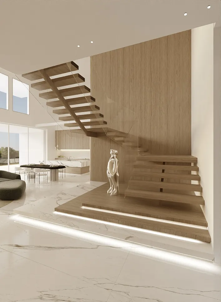 Paragon stair rendering in Natural Boho