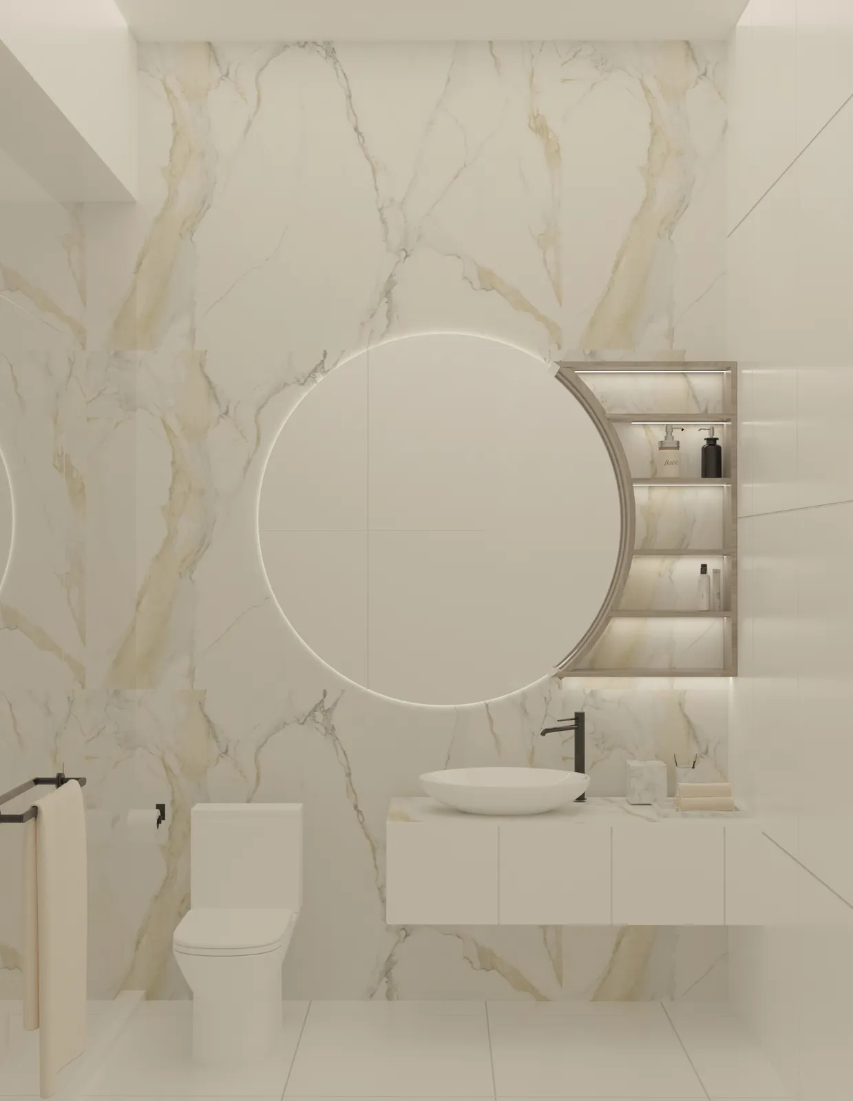 Sunfolia guest bath rendering in Euro Chic