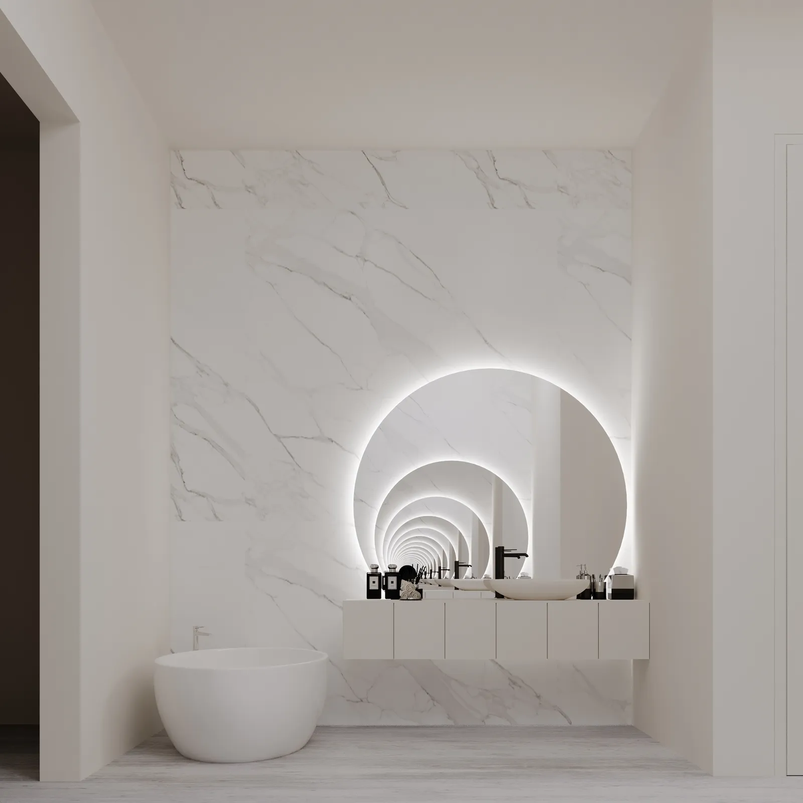 Sunfolia primary bath rendering in Modern Flare