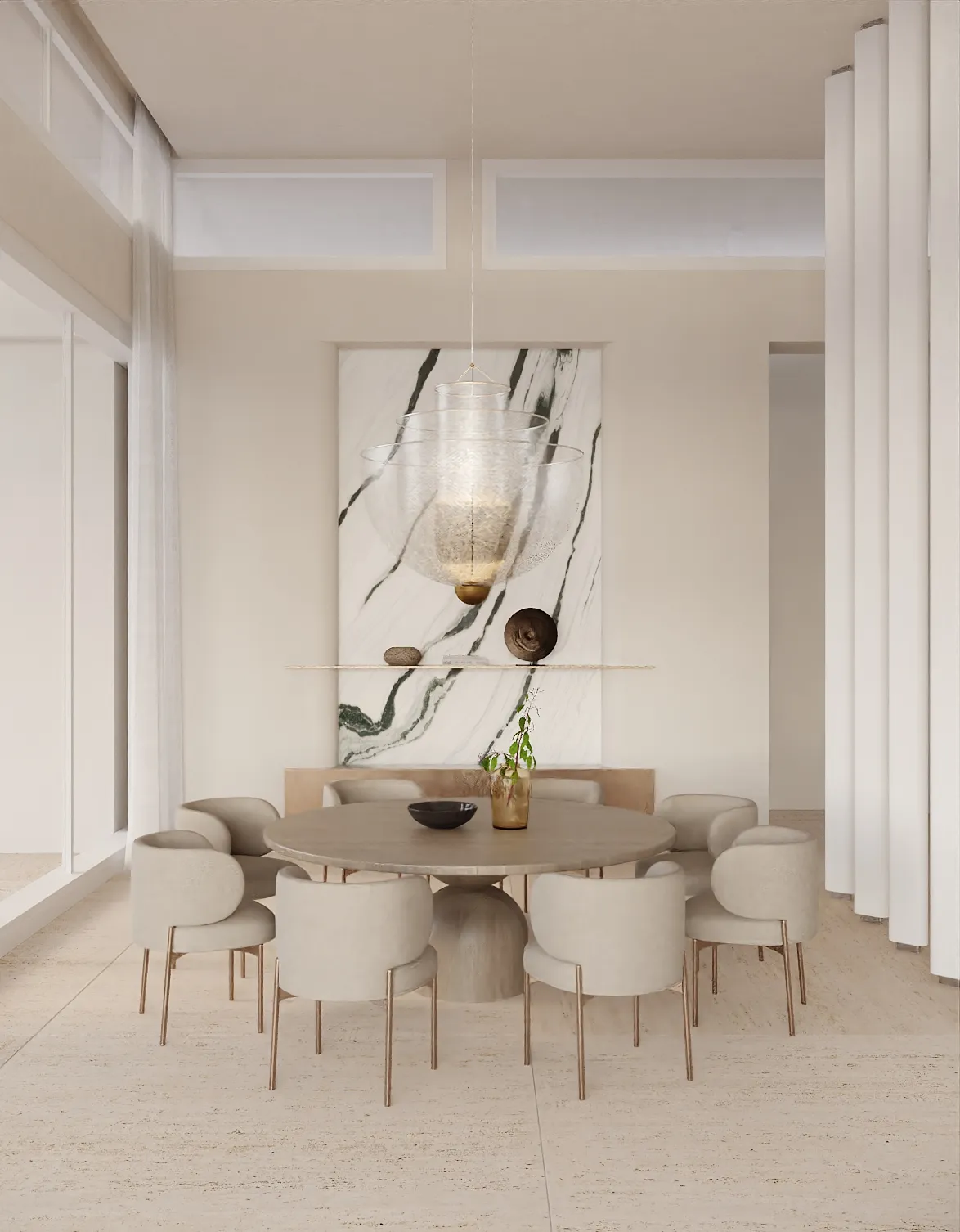 Sunfolia dining rendering in Natural Boho