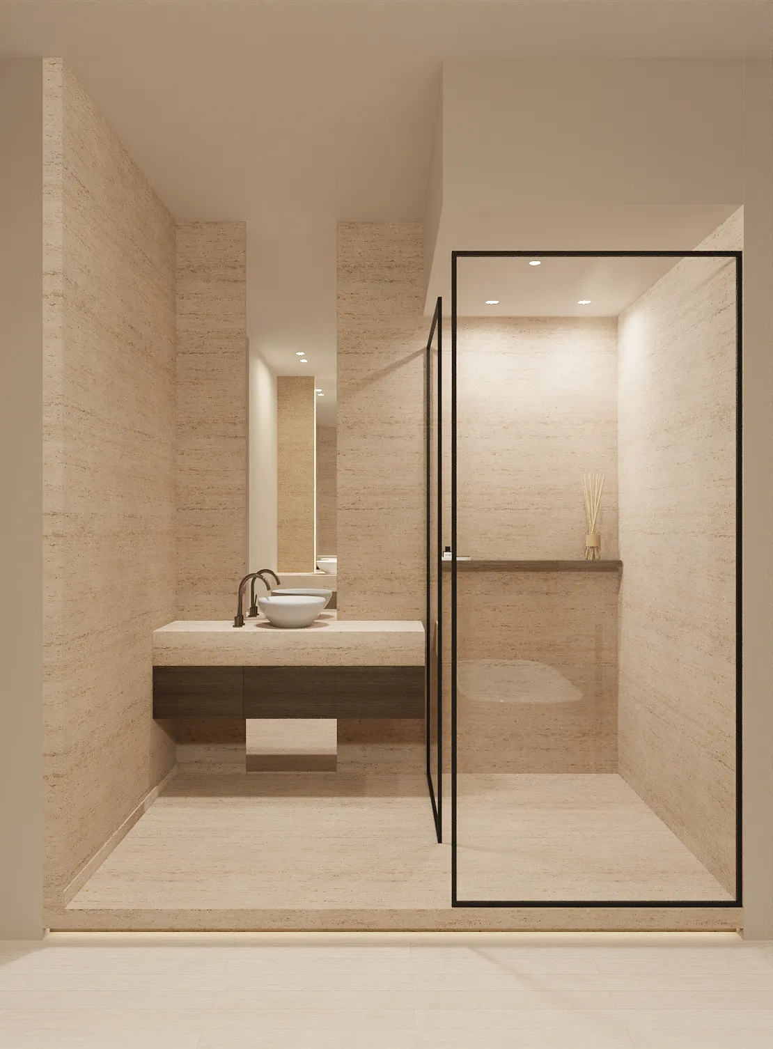 Sunfolia spa bath rendering in Natural Boho
