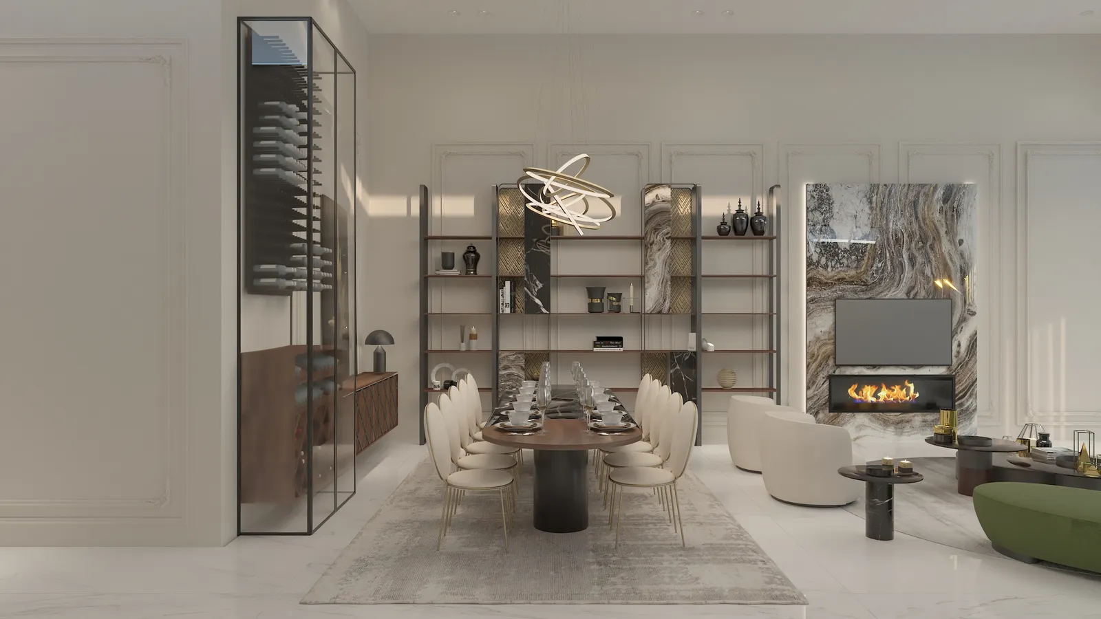 Thia dining rendering in Euro Chic
