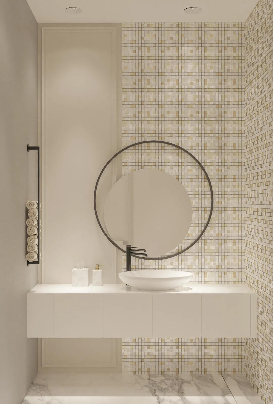 Thia guest bath rendering in Euro Chic