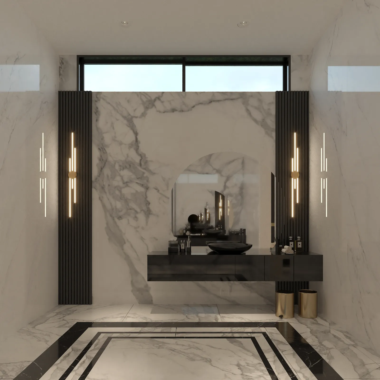 Thia primary bath rendering in Euro Chic