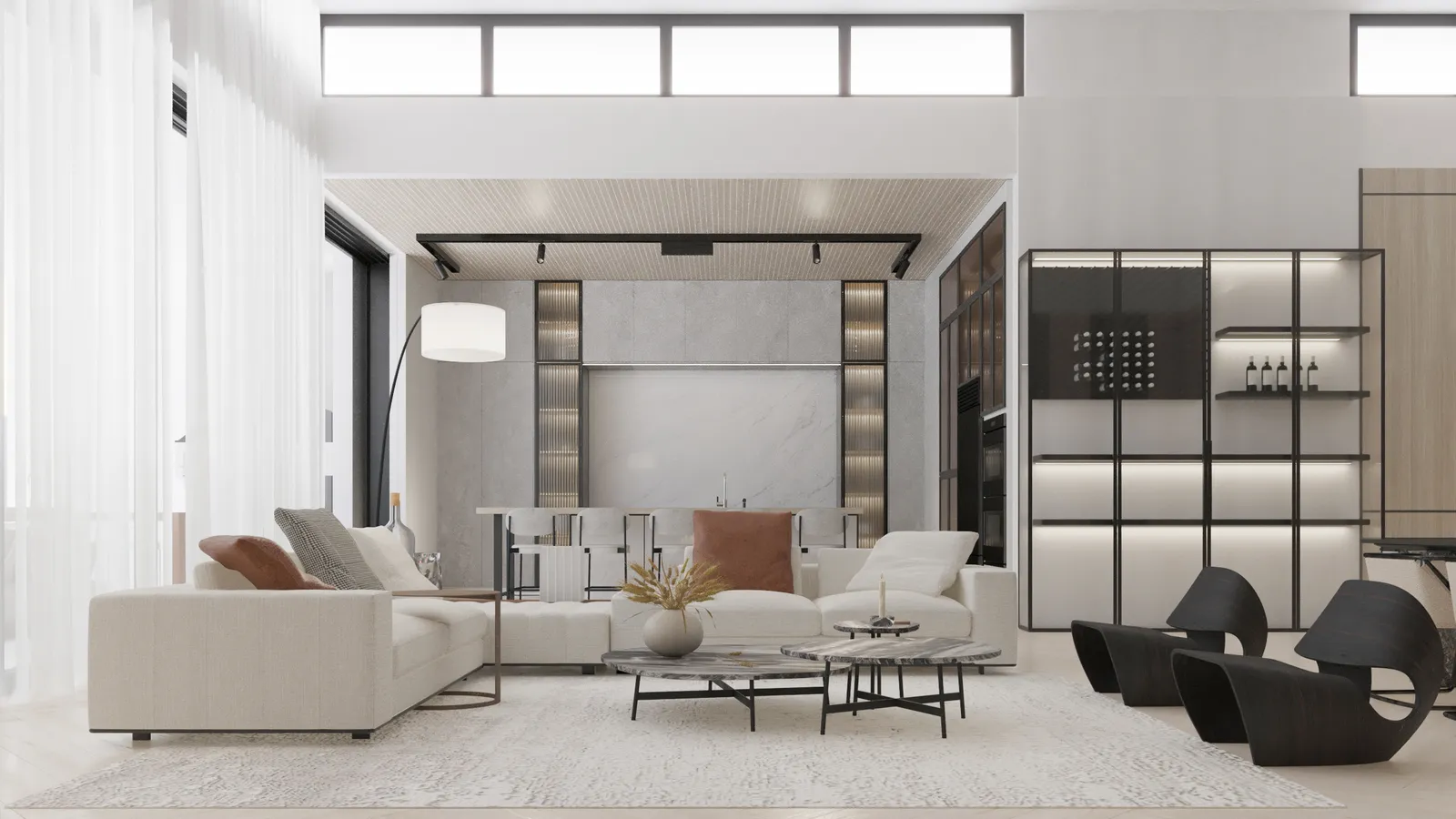 Thia living rendering in Modern Flare