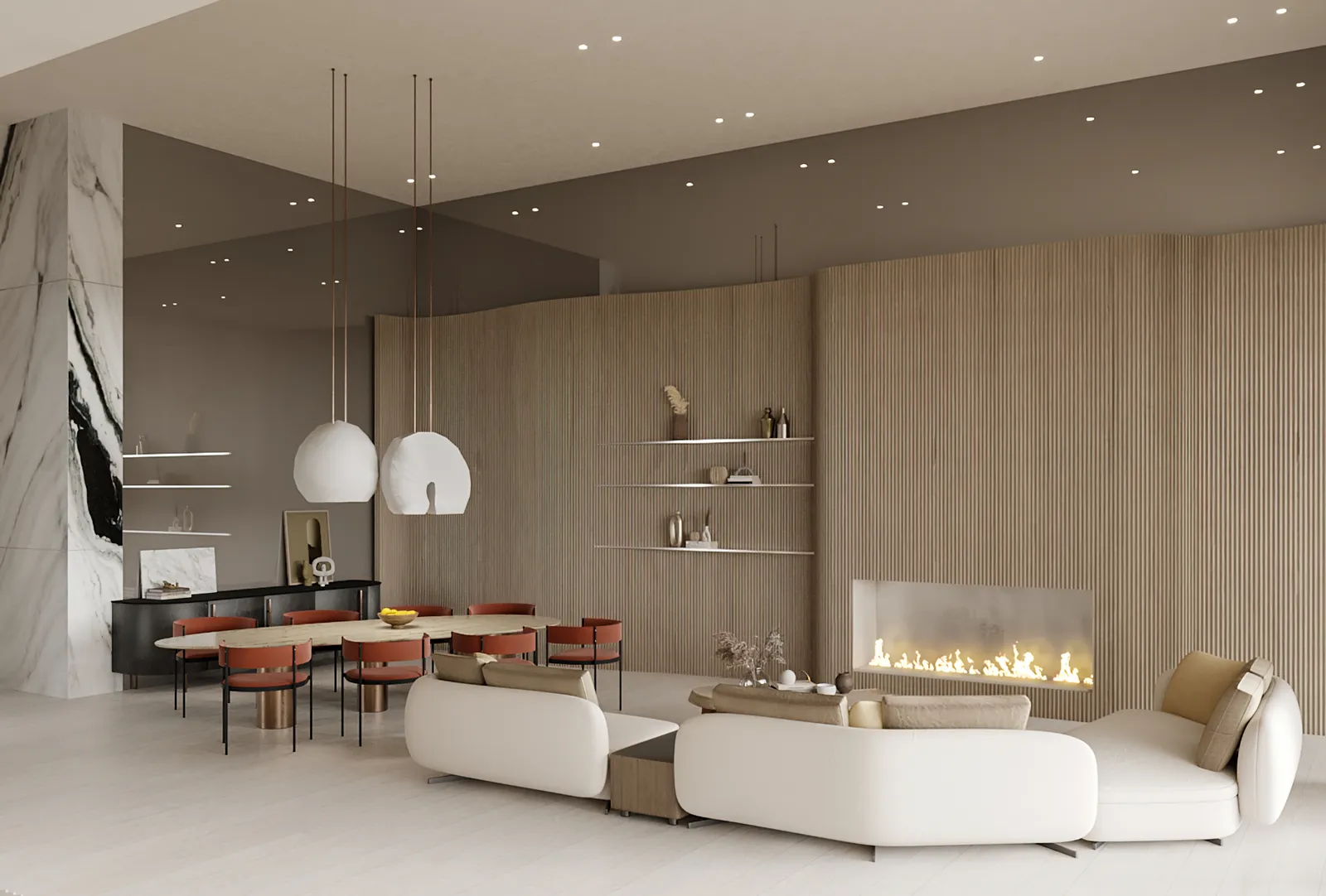 Thia living rendering in Natural Boho