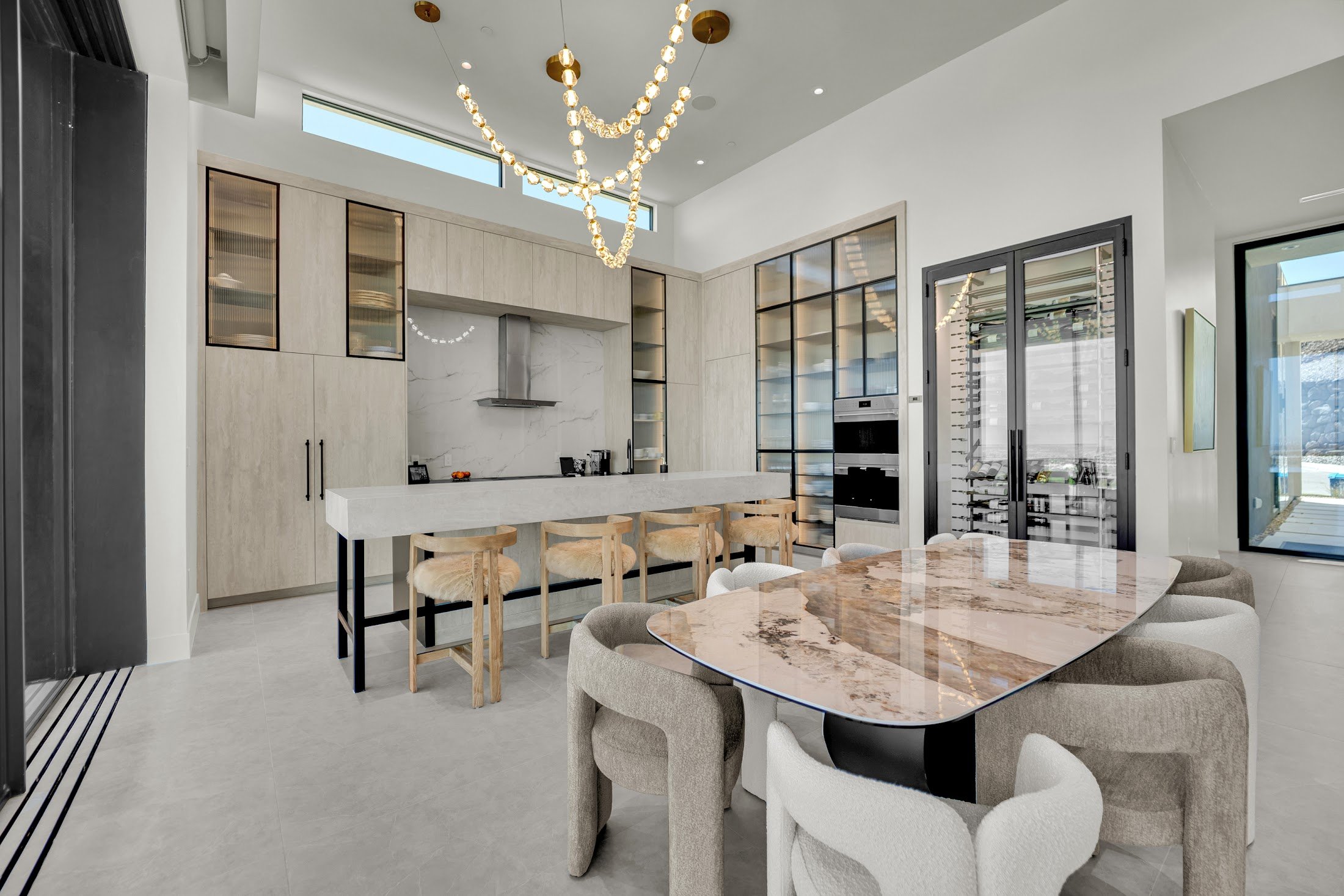 Chef kitchen with waterfall island, Velour home in Modern Flare